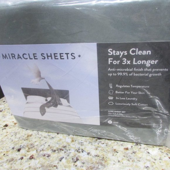 NWT, MIRACLE sheet, are protected w/anti- Microbial finish, Olive green, Sz: K